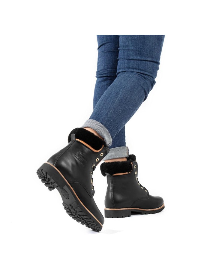 BOTAS DE PIEL CON FORRO INTERIOR DE PELO PANAMA JACK IGLOO TRAV B2 NEGRO