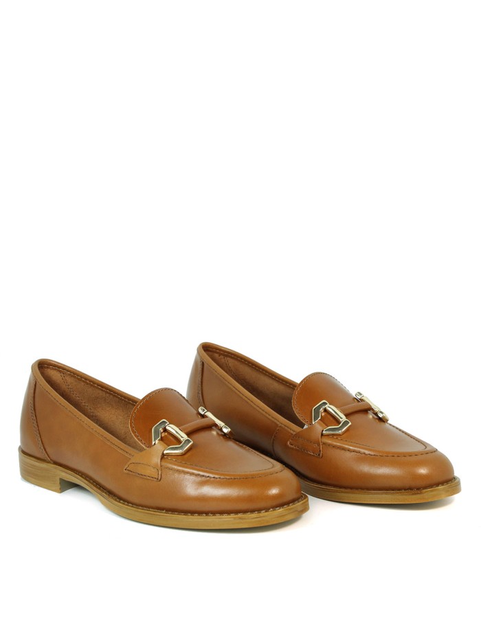 MOCASINES DE PIEL PARA MUJER APLAUSO 1203 CAMEL