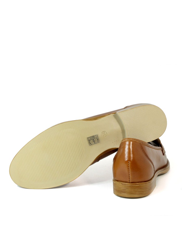 MOCASINES DE PIEL PARA MUJER APLAUSO 1203 CAMEL